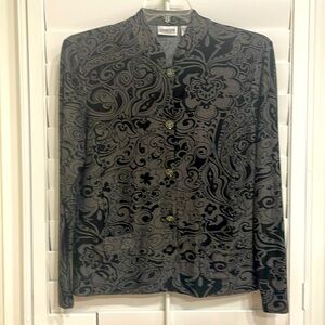 CHICO’S Black & Gray Jacket with Long Sleeves, size 2, same as 12/14.